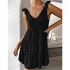 Bestgift Casual Sleeveless V-Neck Ruffle Dress Apricot S view 4