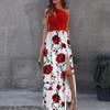 Bestgift Slant Shoulder Long Dress Temperament Sleeveless Sexy High Waist Split Dresses for Women Black XL view 3