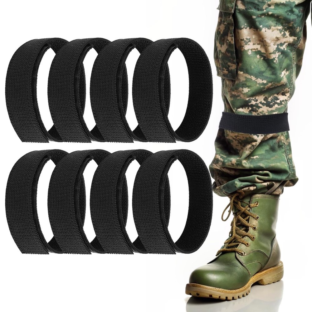 Gjinxi 8Pcs Boot Blousers, Ankle Straps, Elastic Boot Straps Blousing Straps, Trousers Blouses Straps, Ankle Hook and Loop, Boot Bands for Fishing Hunting Hiking Cycling Gardening Uniform