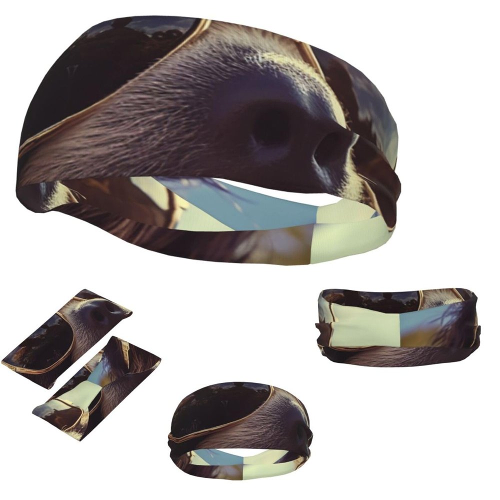 Dwrepo Sports Headbands for Men Women Sports Sweatband Sloth with sunglasses Hairband Moisture Wicking Head Bands, Black