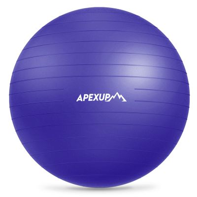 APEXUP Yoga Ball Exercise Ball, Anti Slip Stability Ball Chair, Heavy Duty Large Gym Ball for Fitness, Balance, Core Workout and Physical Therapy (S (15"~18") 45cm, Indigo)