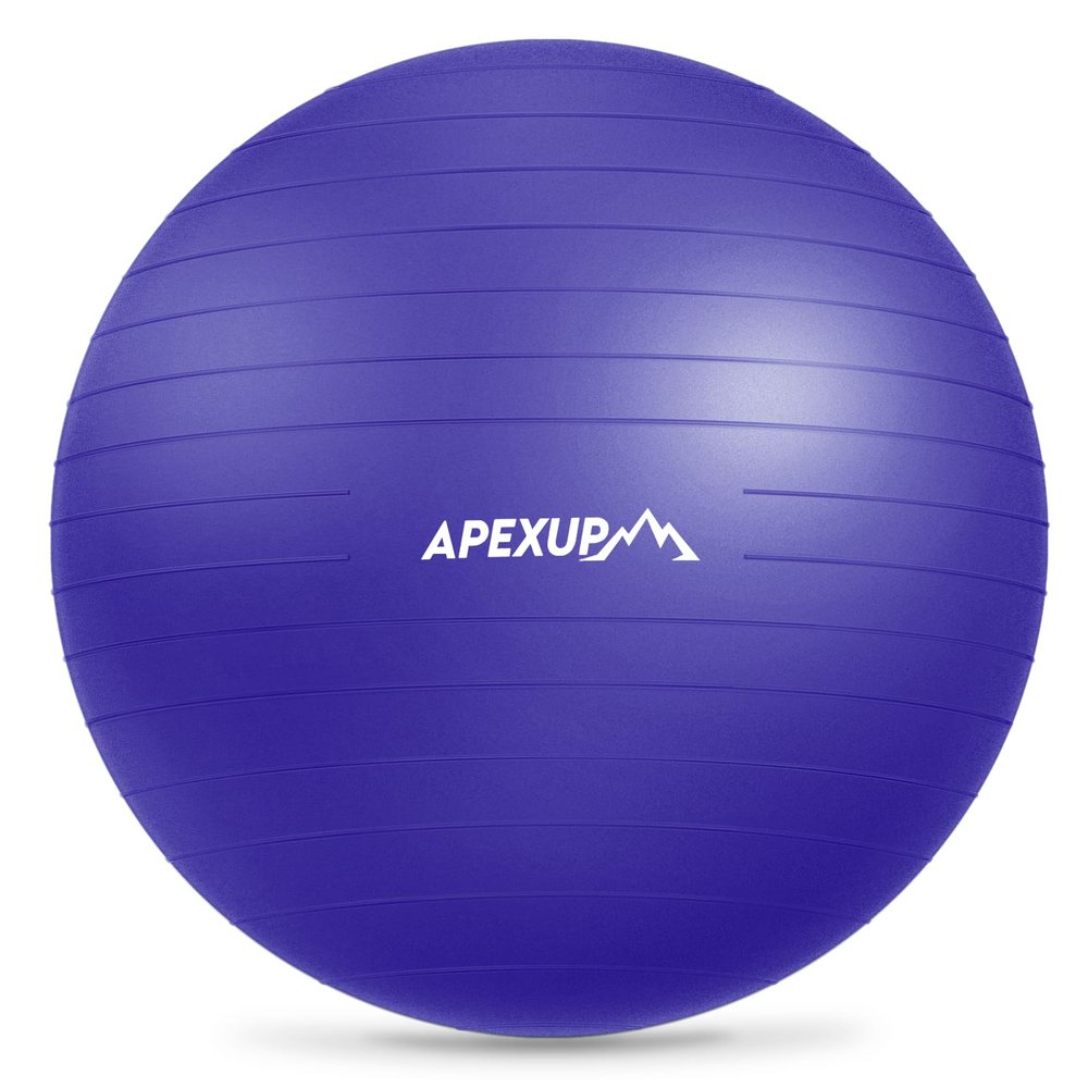 APEXUP Yoga Ball Exercise Ball, Anti Slip Stability Ball Chair, Heavy Duty Large Gym Ball for Fitness, Balance, Core Workout and Physical Therapy (S (15"~18") 45cm, Indigo)