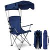 Beach Chair with Canopy Shade, Ecoool Portable Camping Chairs with Shade Canopy Beach Chair Folding Picnic Chair w/Cup Holder for Adults Seating Outdoors Beach Poolside 330LBS Load, Dark Blue