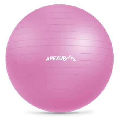 APEXUP Yoga Ball Exercise Ball, Anti Slip Stability Ball Chair, Heavy Duty Large Gym Ball for Fitness, Balance, Core Workout and Physical Therapy (S (15"~18") 45cm, Fuschia)