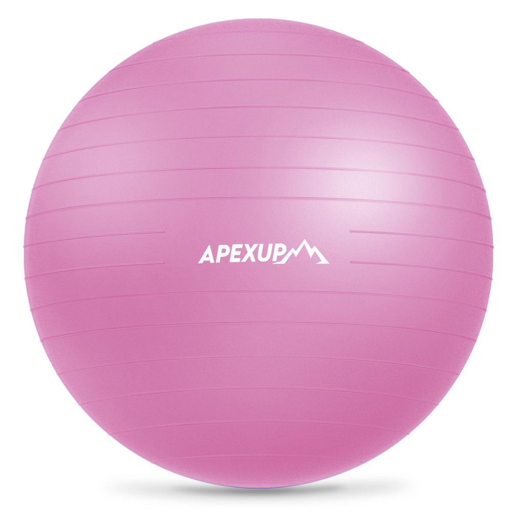 APEXUP Yoga Ball Exercise Ball, Anti Slip Stability Ball Chair, Heavy Duty Large Gym Ball for Fitness, Balance, Core Workout and Physical Therapy (S (15"~18") 45cm, Fuschia)