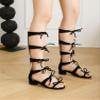 SACFOF Womens Knee High Roman Gladiator Sandals Bow Open Toe Summer Outdoor Dressy Boots Back Zipper Low Heel Sandals view 3