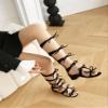 SACFOF Womens Knee High Roman Gladiator Sandals Bow Open Toe Summer Outdoor Dressy Boots Back Zipper Low Heel Sandals view 4
