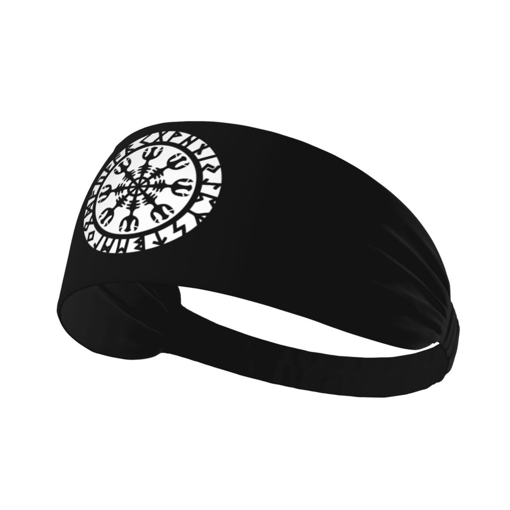 CHENYONAS Vikings Helm of Awe Rune Anti-Sweat Band, Outdoor Sports Headband Moisture Wicking Fitness Elastic Sports Headband Indoor, Black
