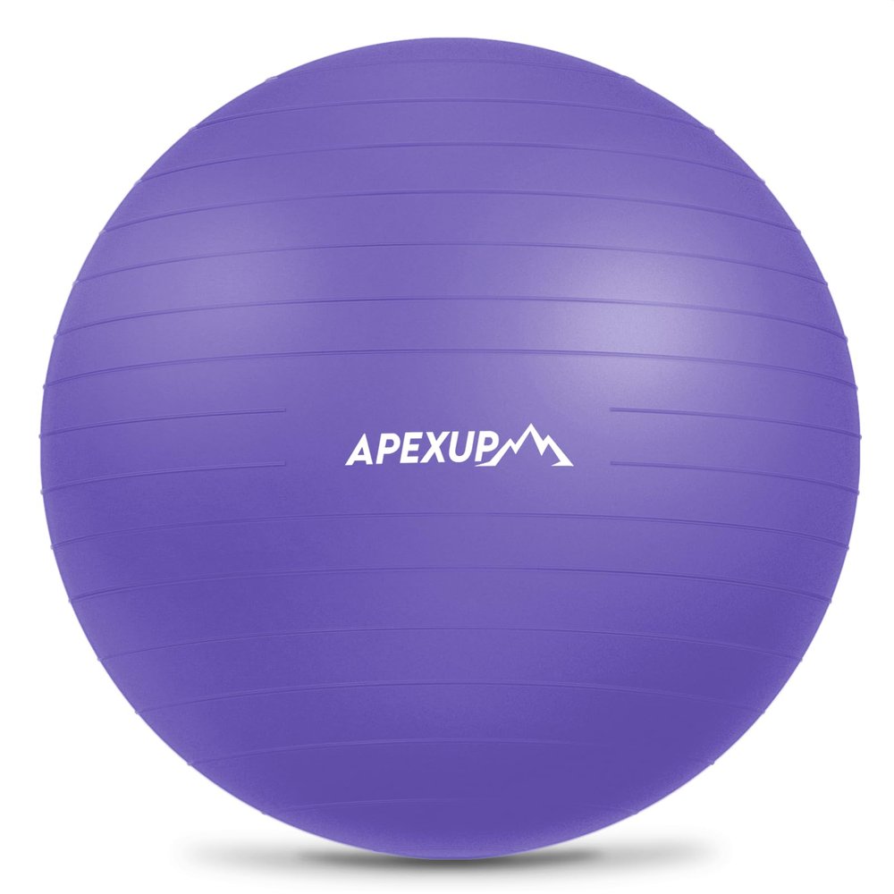 APEXUP Yoga Ball Exercise Ball Anti Slip Heavy Duty for Fitness, Balance & Core Workout (S (15"~18") 45cm, Purple)