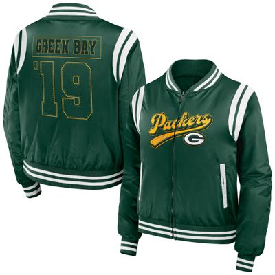 WEAR by Erin Andrews Women's Green Green Bay Packers Bomber Full-Zip Jacket