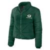 WEAR by Erin Andrews Women's Green Green Bay Packers Cropped Puffer Full-Zip Jacket view 2