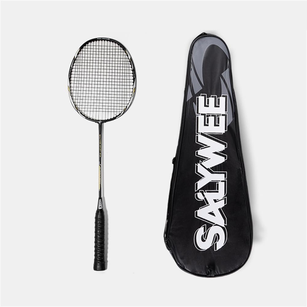 FTFTYFJ Badminton Racket Sets with Bag, Carbon Fiber for Men Women Adult Sports Training, Light Durable Badminton Sports, Christmas Racquets (1 pc black with bag)
