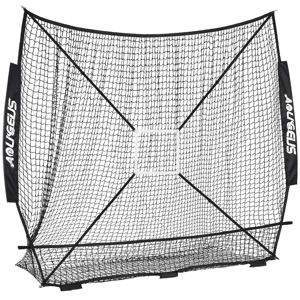 AOLIGEIJS Replacement 7' x 7' Baseball Softball Net (NET ONLY),with Large Ball Collection System,Frame Not Included (Black)