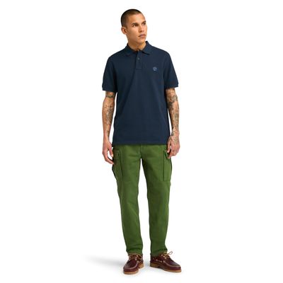 Timberland Men's Millers River Pique Short Sleeve Polo Shirt, Dark Sapphire, Small