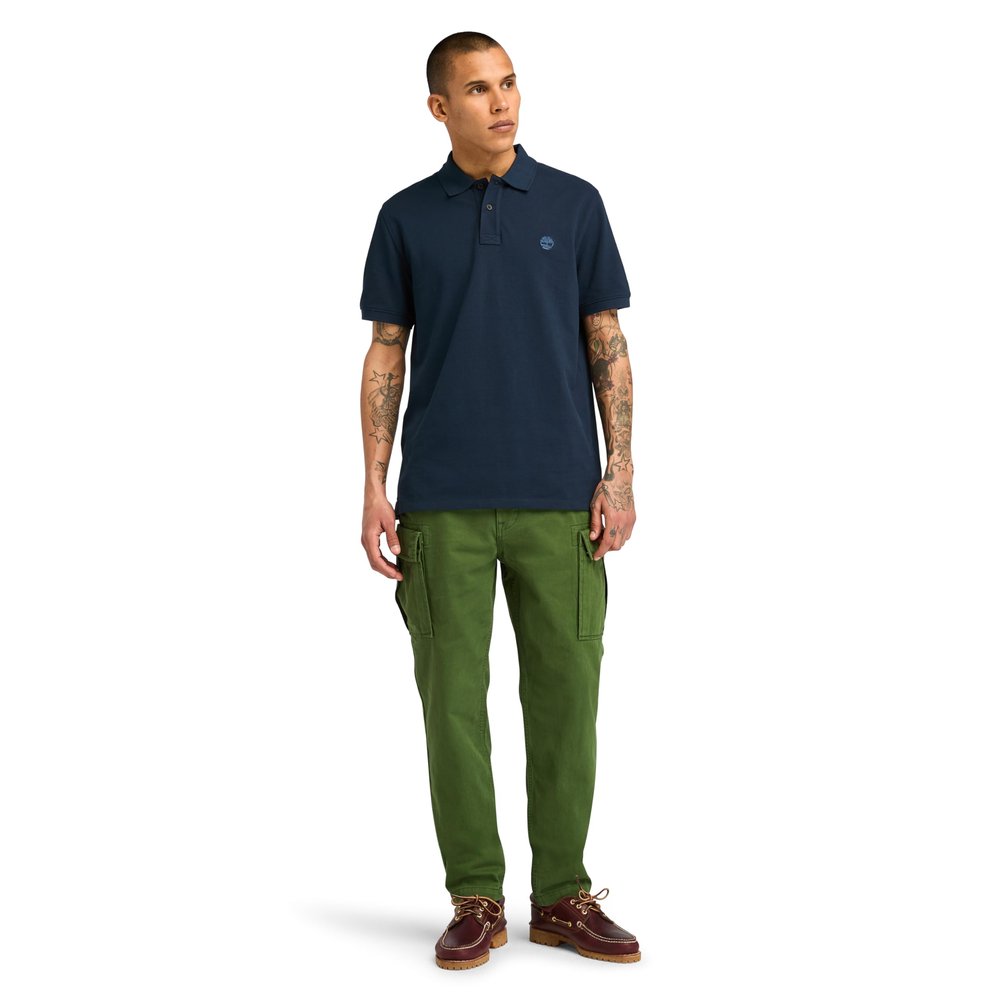Timberland Men's Millers River Pique Short Sleeve Polo Shirt, Dark Sapphire, Small
