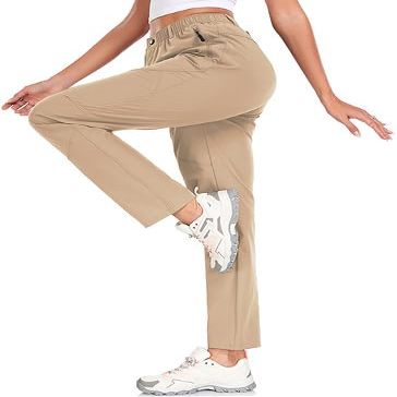 ZOOXING Womens Golf Pants Lightweight Quick Dry Nylon Summer Outdoor Travel Hiking Camping Pants with Zipper Pockets Khaki X-Small/29