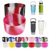 Silicone Bumper Boot for Stanley Quencher H2.0 40 oz 30 oz Tumbler with Handle & Stanley IceFlow 20oz 30oz, Protective Water Bottle Bottom Sleeve Cover, Tumbler Accessories (Mix-Black And White) view 3