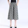 Generic Womens Pleated Chiffon Culottes High Elastic Waist Wide Leg Pants Dressy For Women Knee Length W2 Light Gray 4XL view 2