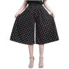 NineFit Basics Womens Pleated Chiffon Culottes High Elastic Waist Wide Leg Pants Dressy for Women Knee Length W1 Black XXL view 1