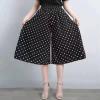 NineFit Basics Womens Pleated Chiffon Culottes High Elastic Waist Wide Leg Pants Dressy for Women Knee Length W1 Black XXL view 2