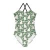 ALAZA Rabbit Bunny Leaf Green Girls One Piece Swimsuit Swimwear Beach Sport Bathing Suit 3T view 1