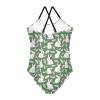 ALAZA Rabbit Bunny Leaf Green Girls One Piece Swimsuit Swimwear Beach Sport Bathing Suit 3T view 2