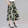 Generic Womens Pleated Chiffon Culottes High Elastic Waist Wide Leg Pants Dressy For Women Knee Length W1 Light Green XXL view 3