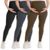 WELL&JUST Maternity Leggings Over The Belly - 3 Packs Ultra Soft & Breathable Pregnancy Active Wear for Workout Casual, High Waist Yoga Tights, S view 1