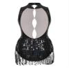 Yhong Women Tassel Leotard Sleeveless Latin Jazz Dance Leotard Samba Cha-cha Tango Dress Ballroom Dancewear Black X-Large view 4