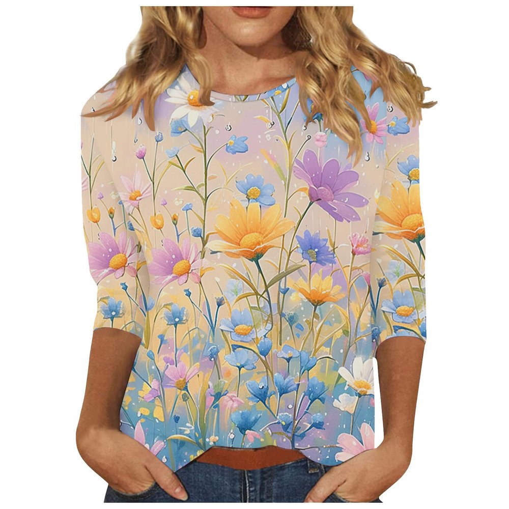 3/4 Length Sleeve Womens Tops, Womens Tops 3/4 Sleeve, Women's Tops 3/4 Sleeve, Womens Tops Summer, Women Fall Fashion 2024, Blusas Manga 3/4 para Mujer Blue