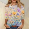 3/4 Length Sleeve Womens Tops, Womens Tops 3/4 Sleeve, Women's Tops 3/4 Sleeve, Womens Tops Summer, Women Fall Fashion 2024, Blusas Manga 3/4 para Mujer Blue view 2