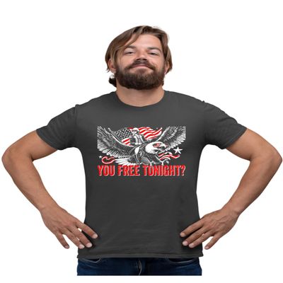 5X-Large Heather Black Mens George Washington USA Bald Eagle You Free Tonight? T-Shirt