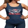 Large Navy Blue Women Fitted George Washington USA Bald Eagle You Free Tonight? Sleeveless Tank Top T-Shirt view 2
