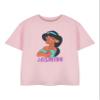 Disney Princess Jasmine Girls Pink Short Sleeved T-Shirt | Jasmine Aladdin Graphic Tee for Kids | Apparel Merchandise Gift view 1