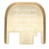 NDZ Performance Rear Slide Cover Back Plate for Gen 1-4 Glock 17 19, 9mm .40 .357 .45, Custom White Laser Engraved Images on Brass, Made in The USA - Bible Luke 11:21 view 1