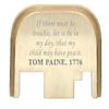 NDZ Performance Rear Slide Cover Back Plate for Gen 1-4 Glock 17 19, 9mm .40 .357 .45, Custom Silver Laser Engraved Images on Brass, Made in The USA - Thomas Paine view 1