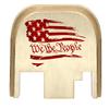 NDZ Performance Rear Slide Cover Back Plate for Gen 1-4 Glock 17 19, 9mm .40 .357 .45, Custom Red Laser Engraved Images on Brass, Made in The USA - We The People Flag view 1