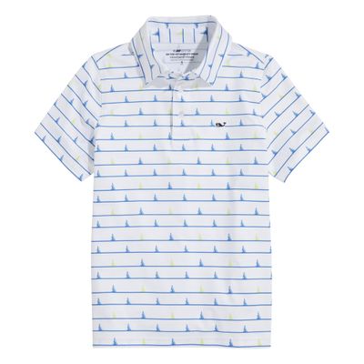 Vineyard Vines Boys Printed Sankaty Polo, Boat Stripe - White Cap, X-Large
