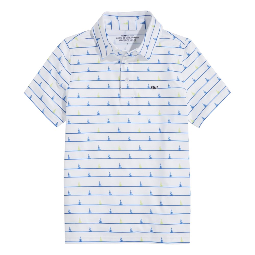 Vineyard Vines Boys Printed Sankaty Polo, Boat Stripe - White Cap, X-Large