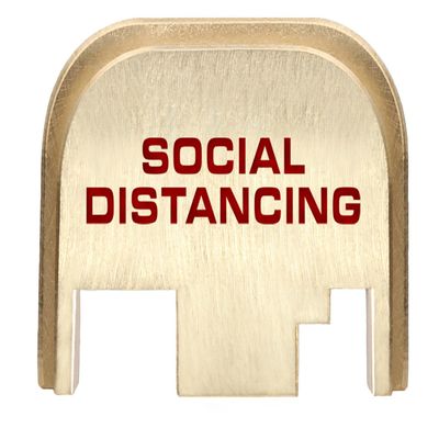 NDZ Performance Rear Slide Cover Back Plate for Gen 1-4 Glock 17 19, 9mm .40 .357 .45, Custom Red Laser Engraved Images on Brass, Made in The USA - Social Distancing