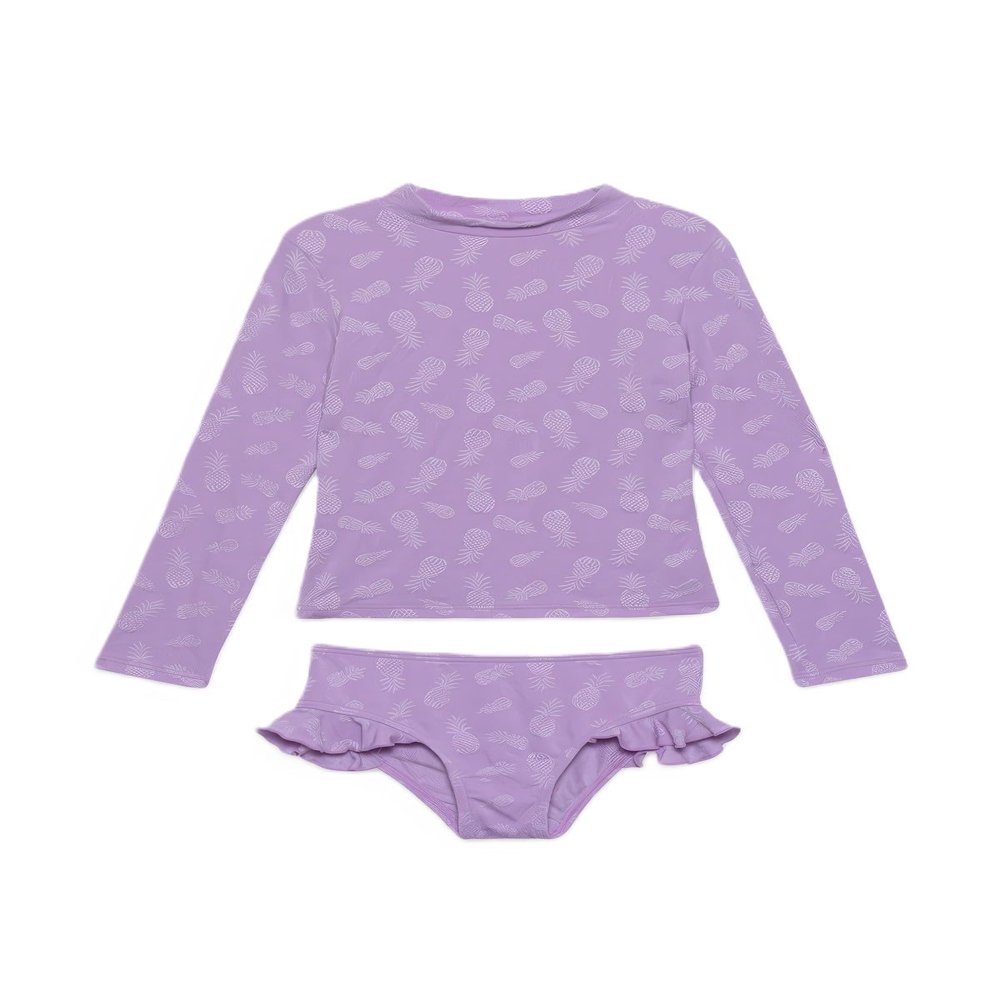 Gottex Baby Girl's Kids Toddler and Little Pineapple Print Two Piece Rash Guard Long Sleeve Swimsuit