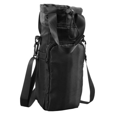 Water Bottle Holder with Adjustable Strap Portable Water Bottle Carrier Bag with Pockets Reusable Water Bottle Sling Bag Stylish Water Bottle Carrier for Hiking Travelling Camping 26.415.2cm(Black)