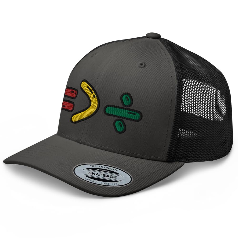 RIVEMUG NG Juneteenth Equality is Greater Than Division Embroidered Curved Bill Trucker Hat Mid Crown Adjustable Afro Cap Charcoal/Black