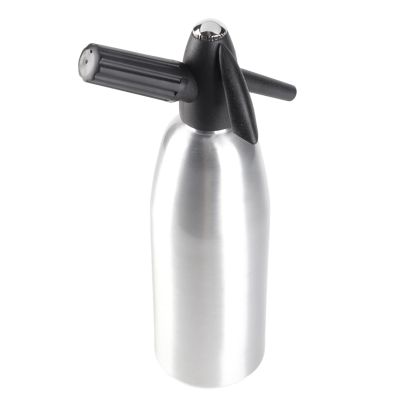 1L Soda Siphon Bottle,Portable Retro Alloy Soda Siphon, Carbonated Seltzer Water Maker with Pressure Regulator for Drinks Cocktail (Silver)
