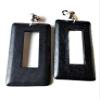 Clip-on Earrings Bohemian Wood Earrings Rectangle Dangle Assorted Colors 3 inch L (Black) view 1