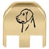 NDZ Performance Slide Back Plate for Glock Gen 5 Models 17 19 19X 22 23 26 27 34 45 47  9mm/.40  Laser Engraved Brass  Dog Head 2, Black Fill  Made in USA view 1