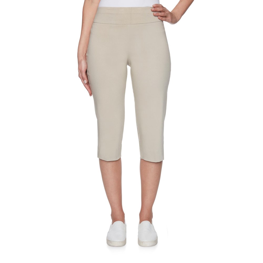 Ruby Rd. Womens Petite Mid-Rise Pull-On Straight Solar Millennium Tech Clamdigger with Side Splits Chino Size 6P