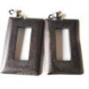 Clip-on Earrings Bohemian Wood Earrings Rectangle Dangle Assorted Colors 3 inch L (Dark Brown) view 1
