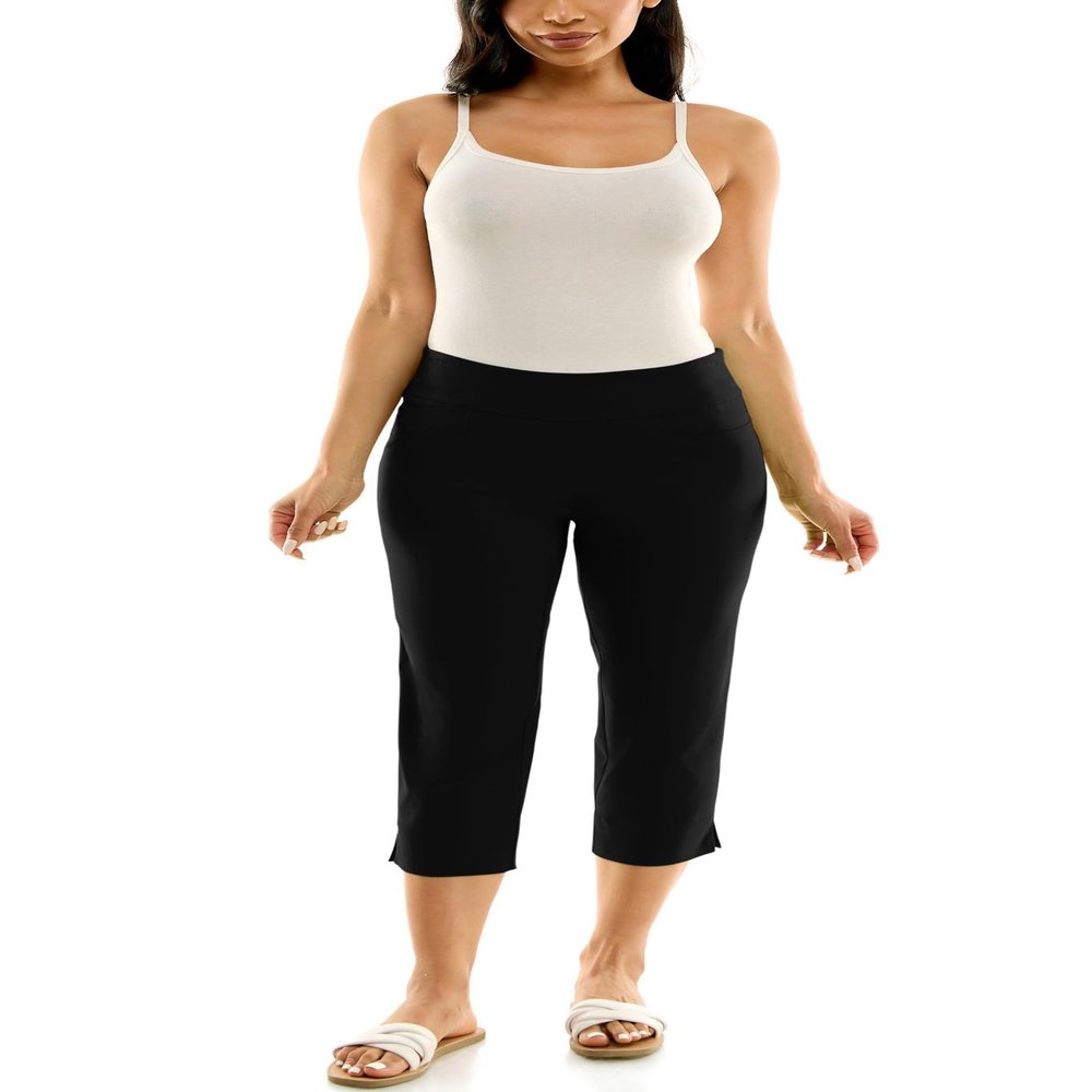 Zac & Rachel Women's Pull-On Slim Leg Crop Pant, Black, 10P