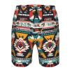 Native American Pattern Print Men's Beach Shorts Elastic Waist Drawstring Lightweight Summer Casual Shorts with Pockets White view 4